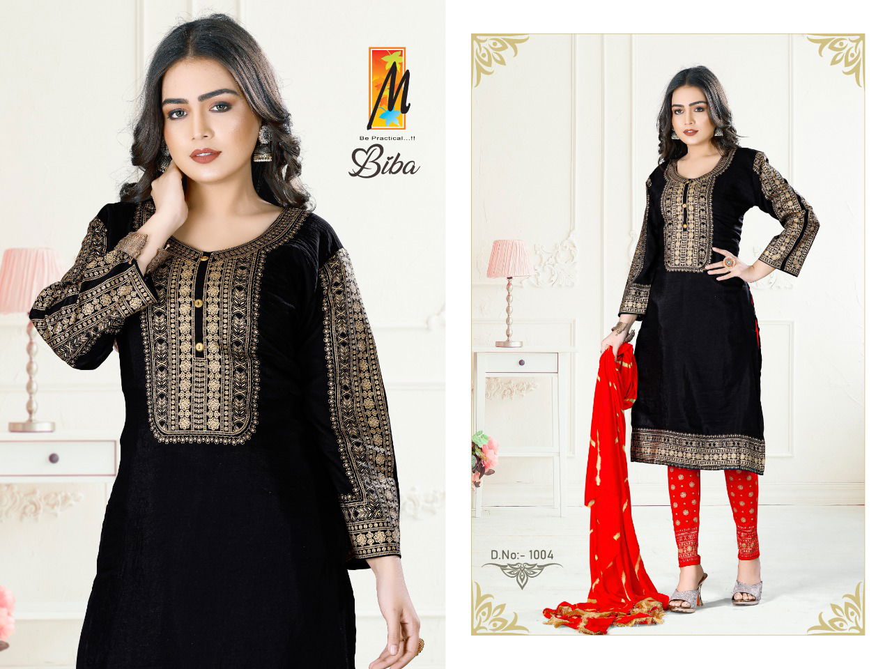 Master Biba Heavy Gold Printed Ethnic Wear Wholesale Readymade Dress
